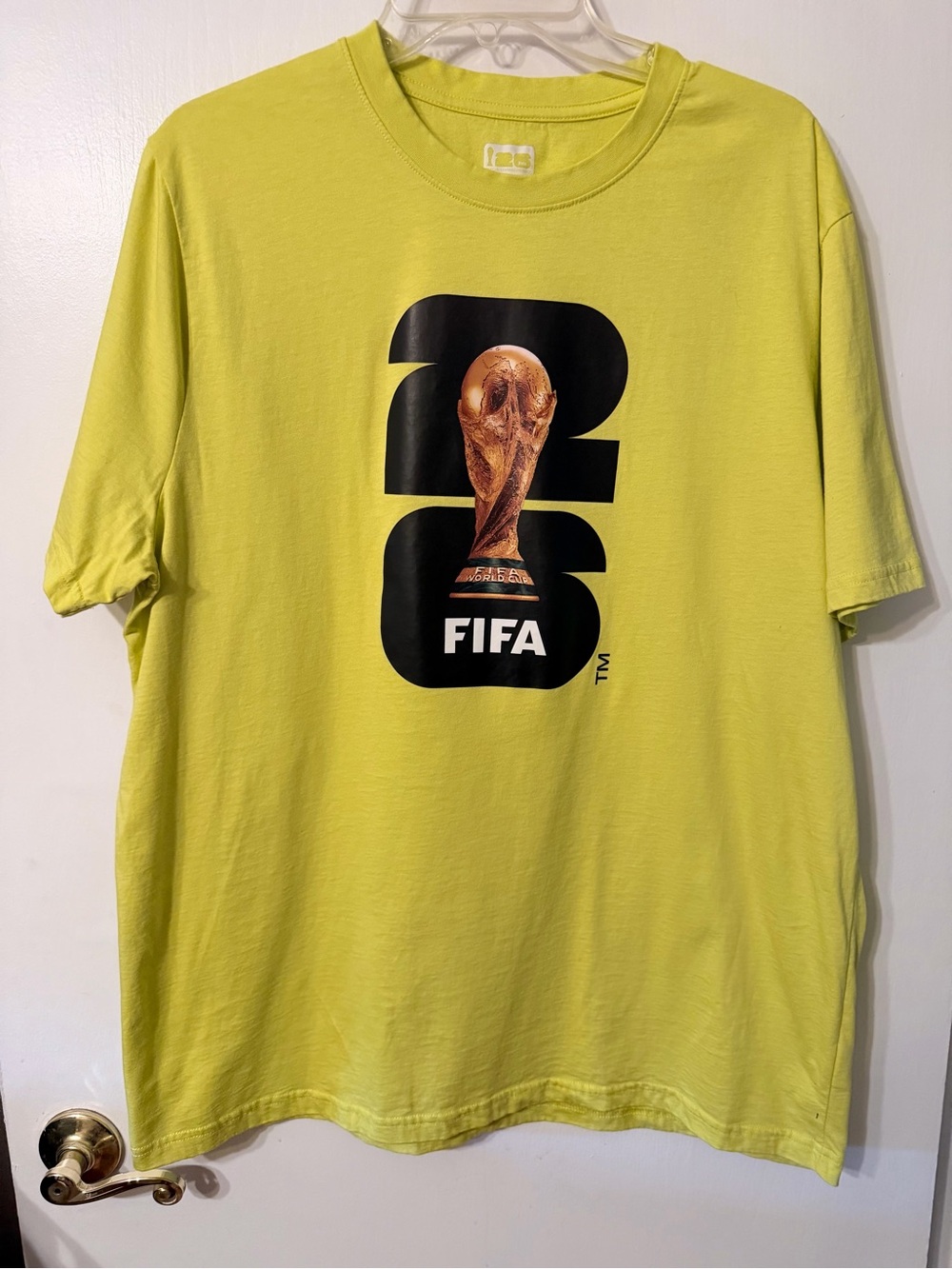 FIFA World Cup 2026 Men T-Shirt Small Yellow Trophy Cotton Soccer Novelty SZ XL